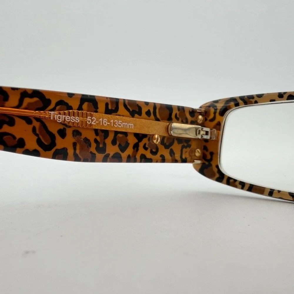 bebe Bedazzled Tigress Leopard‎ Print Y2K Eyeglass Frames 52-16